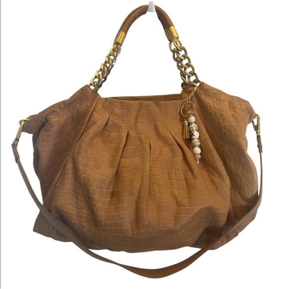 Michael Kors Erin Large Brown Crocodile Leather Shoulder Tote - Picture 1 of 11